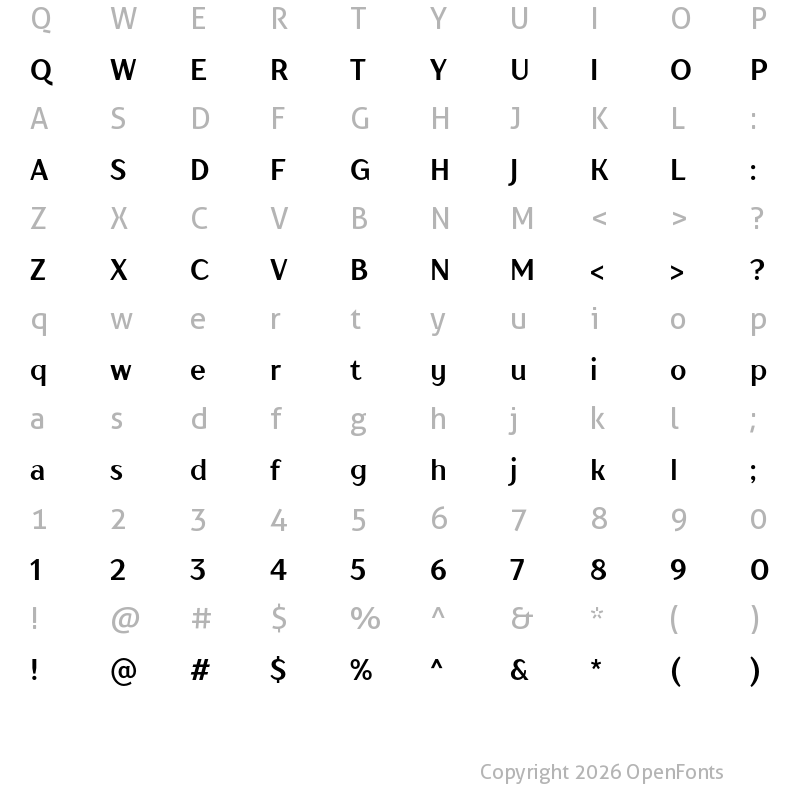 Character Map of TT Drugs Trl Cnd Bold