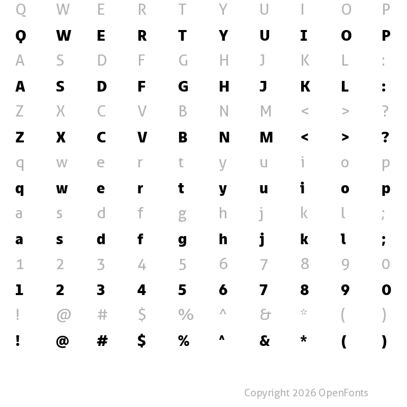 Character Map of TT Fellows Trial Bold