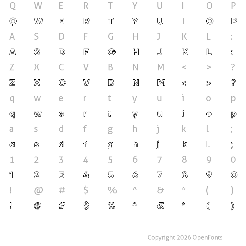 Character Map of TT Firs Neue Bold Outline