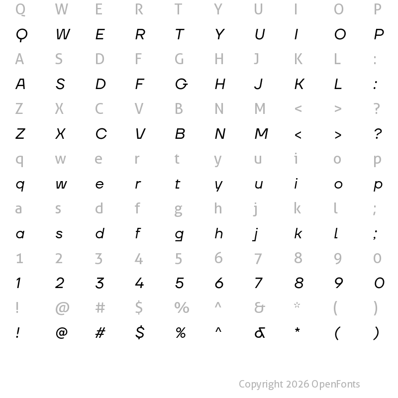 Character Map of TT Firs Neue Trl It