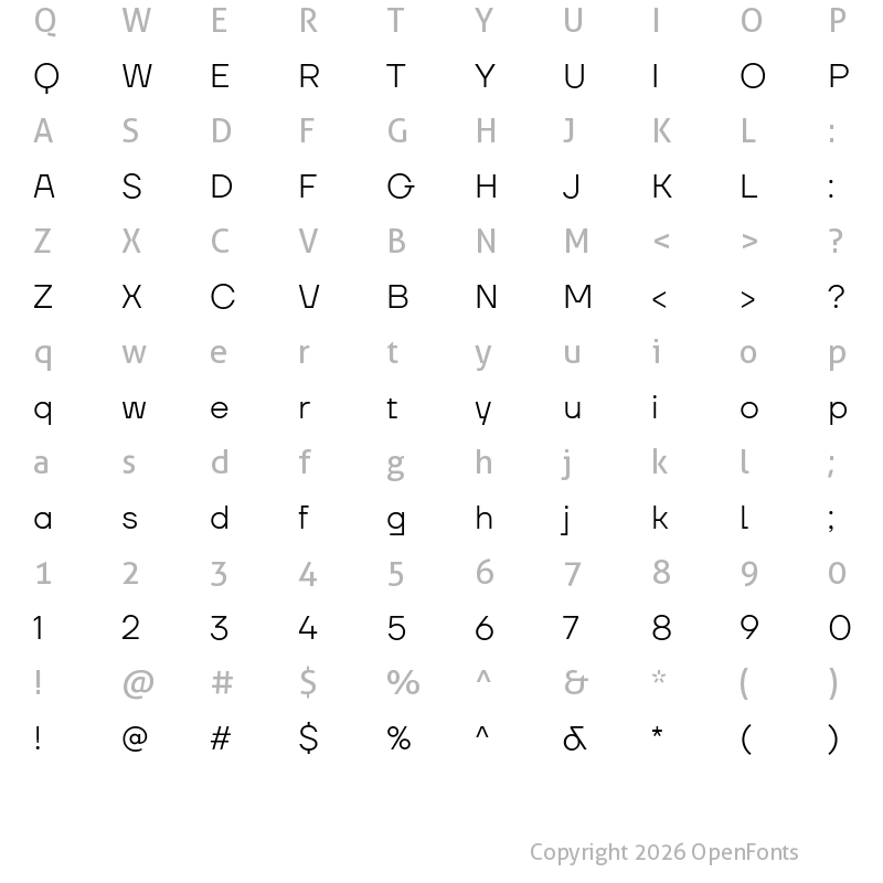 Character Map of TT Firs Neue Trl Light
