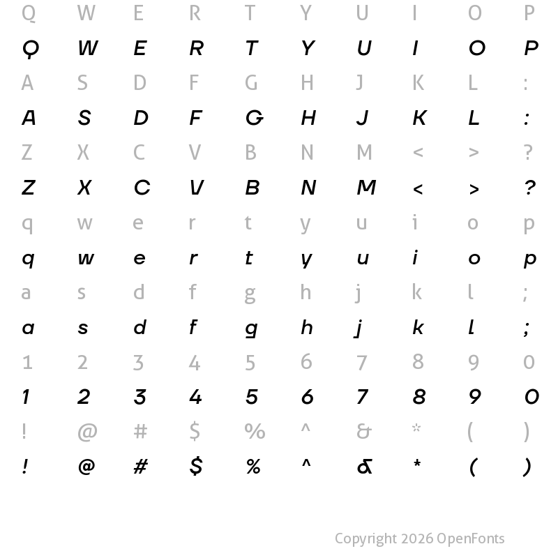 Character Map of TT Firs Neue Trl Medium It