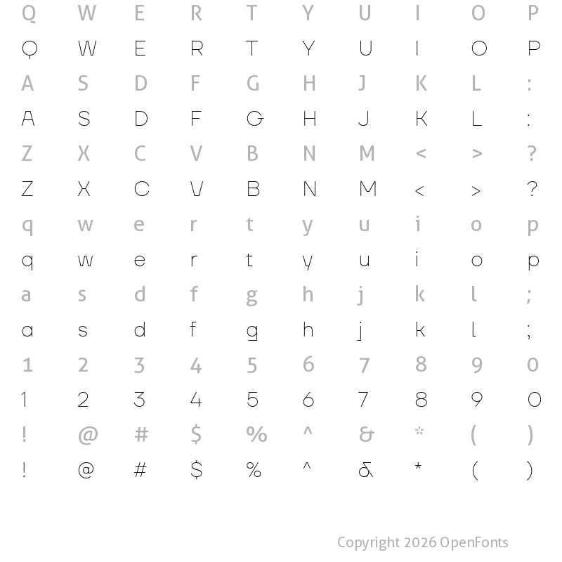 Character Map of TT Firs Neue Trl Thin