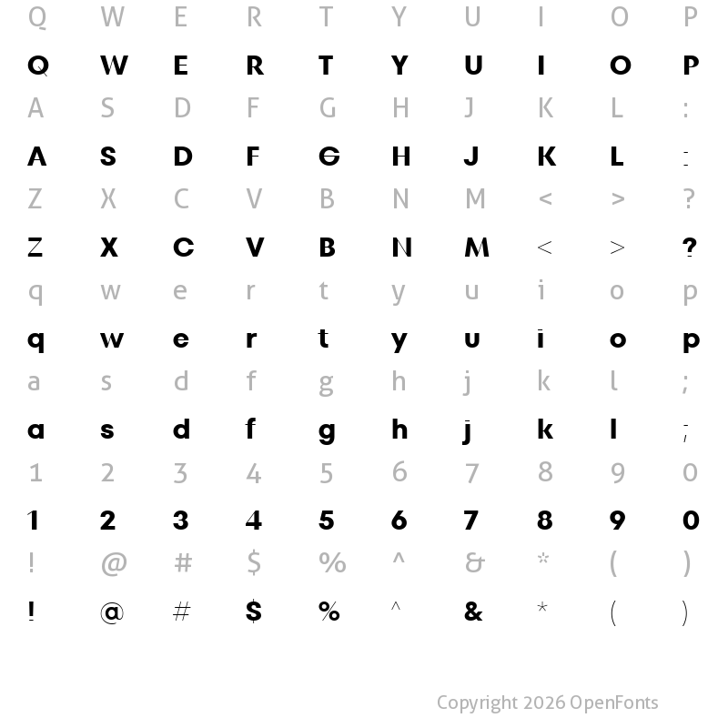 Character Map of TT Fors Display Trl Bold