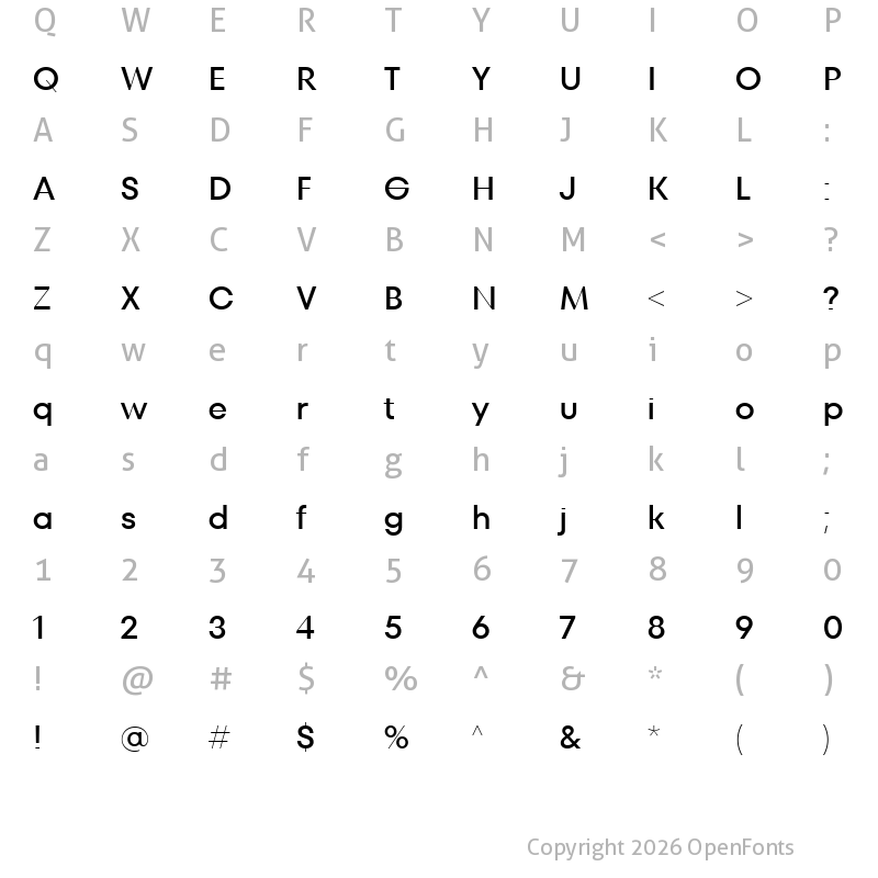 Character Map of TT Fors Display Trl Medium