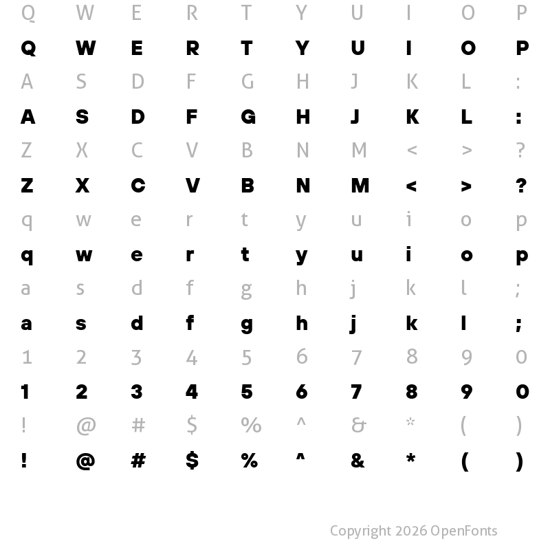 Character Map of TT Hoves Pro Trial ExtraBold