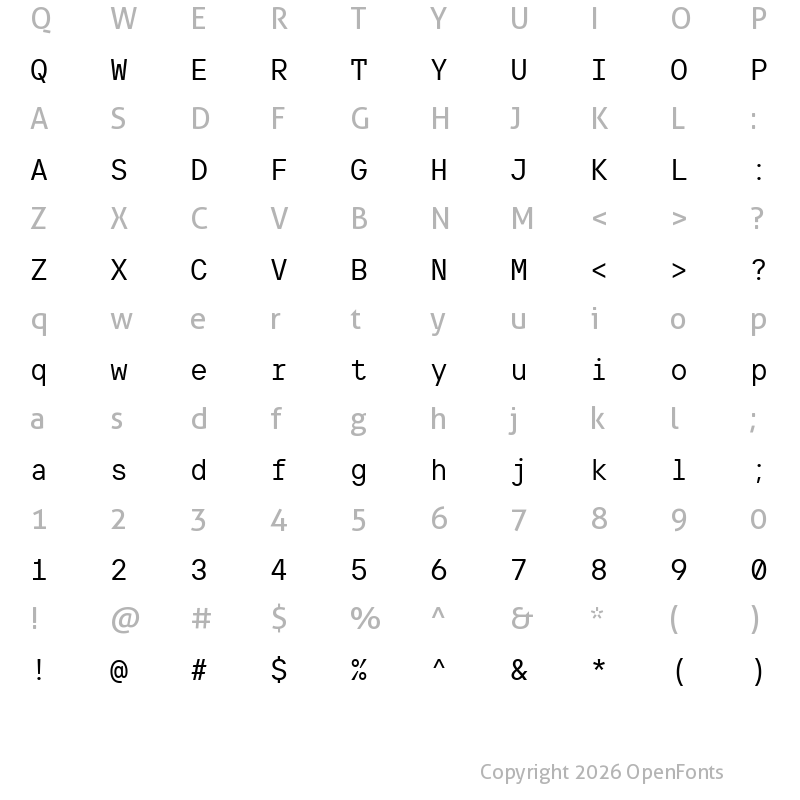 Character Map of TT Interphases Pro Mono Trl Regular