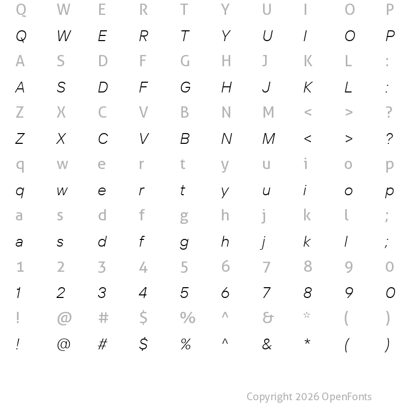 Character Map of TT Interphases Pro Trl Lt It