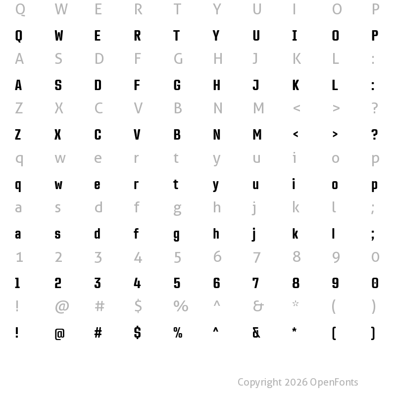 Character Map of TT Lakes Neue Trl Cmd Bd