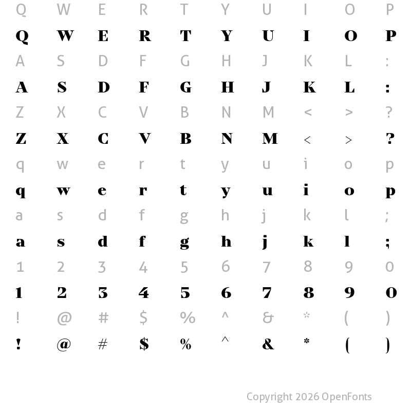 Character Map of TT Nooks Black