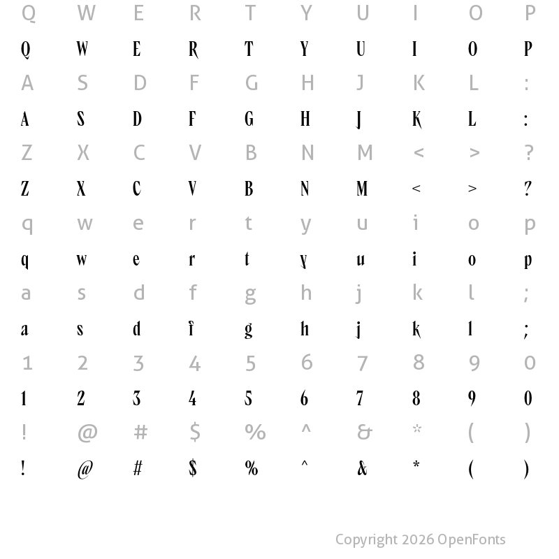Character Map of TT Ricks Medium