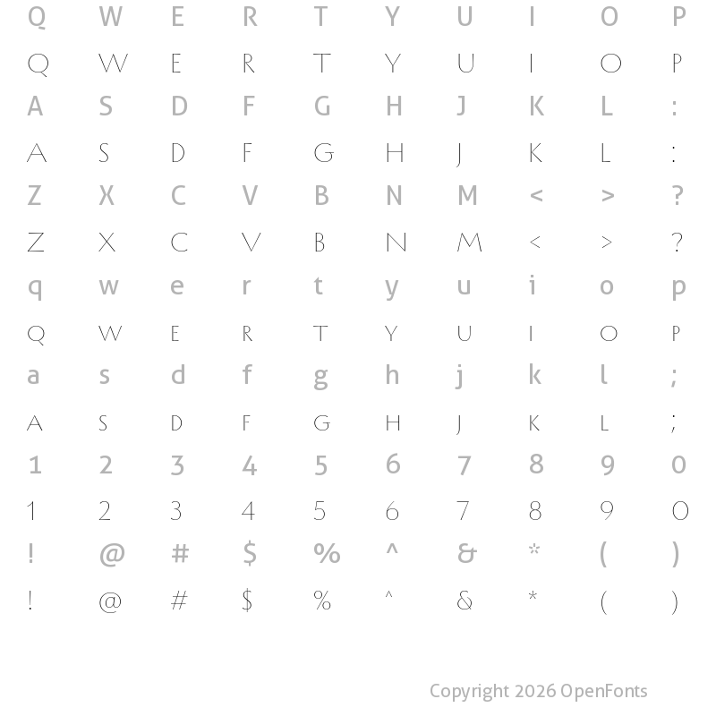 Character Map of TT Ricordi Allegria Trl Light