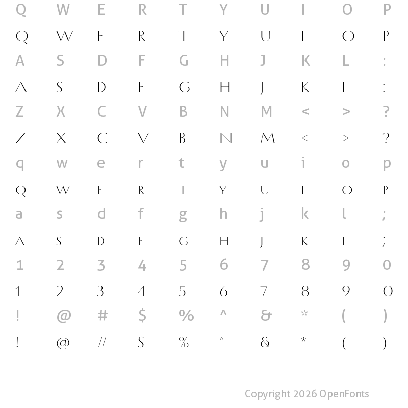 Character Map of TT Ricordi Allegria Trl Regular