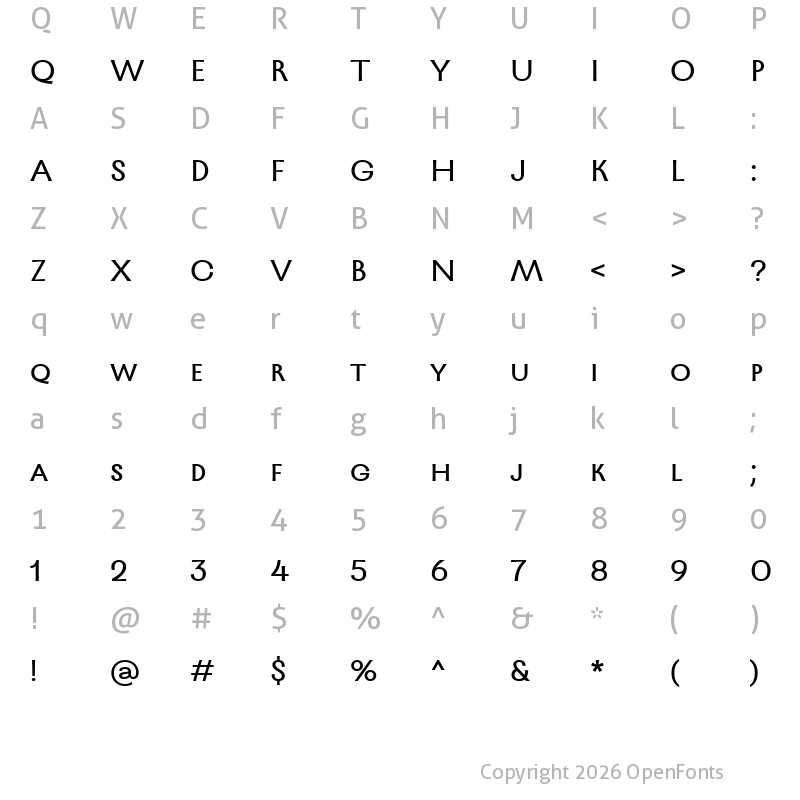 Character Map of TT Ricordi Greto Trial Regular