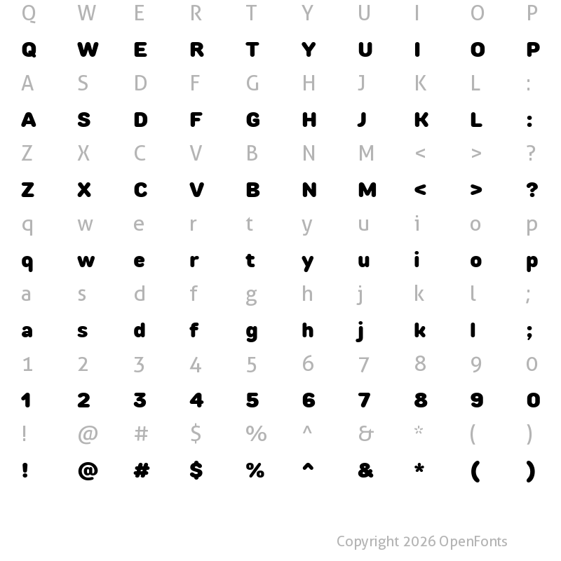 Character Map of TT Rounds Neue Trial Black