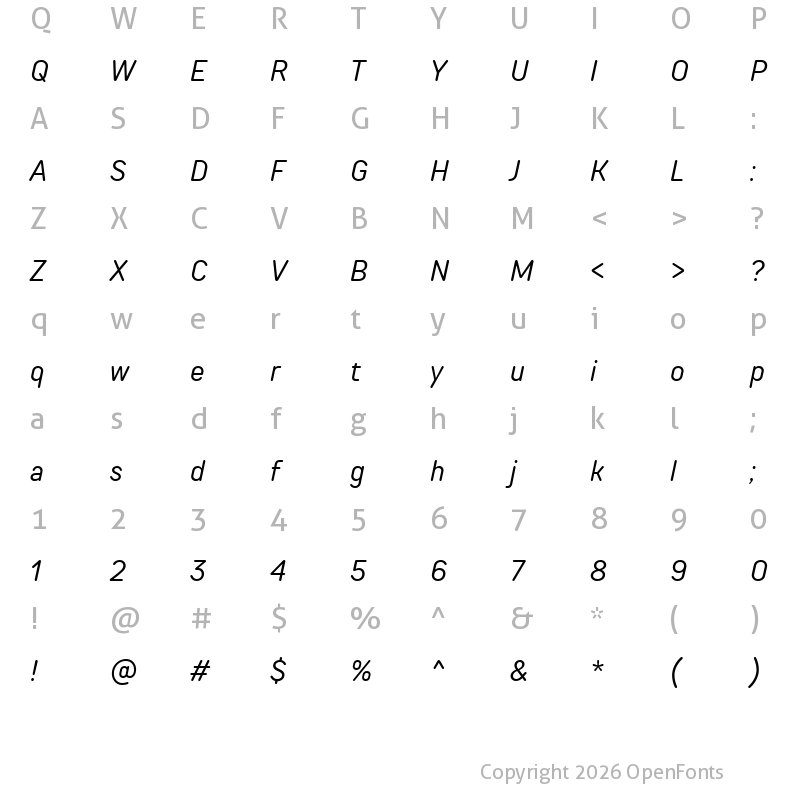 Character Map of TT Rounds Neue Trl Cnd It