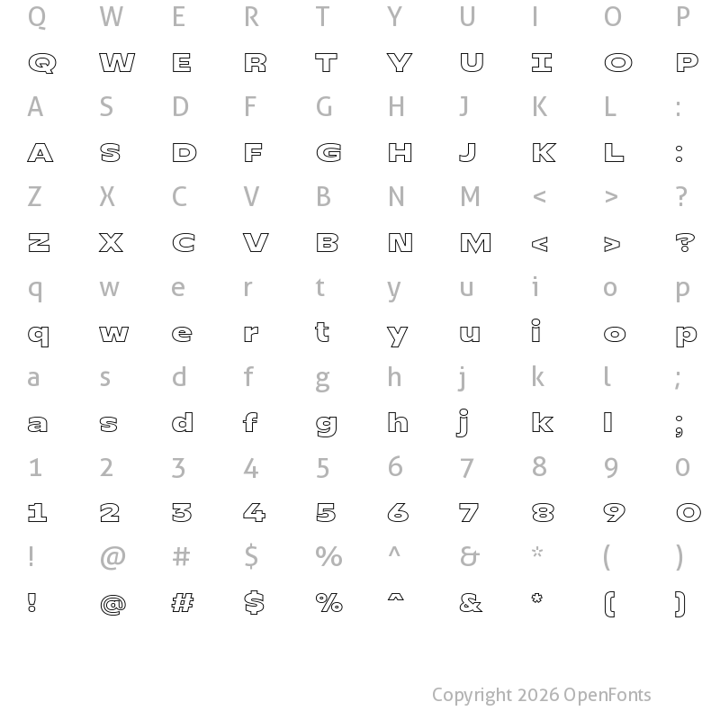 Character Map of TT Runs Black Outline