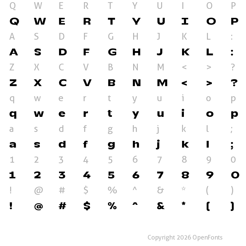 Character Map of TT Runs Trial ExtraBold