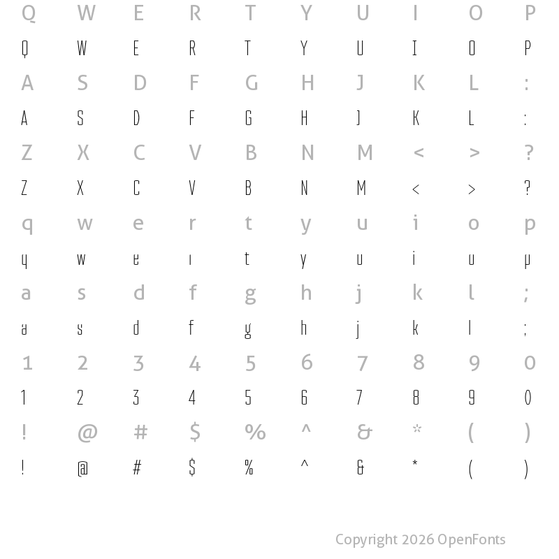 Character Map of TT Tunnels Trial Light