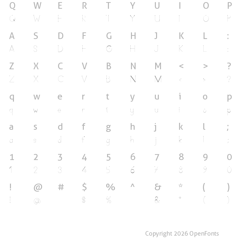 Character Map of TTKB Dik Temel Abece OutLine Regular
