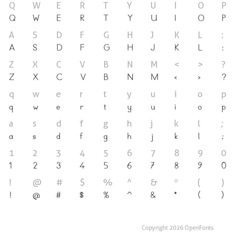 Character Map of TTKB Dik Temel Abece Uni Regular