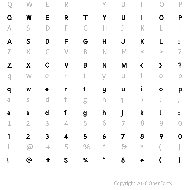 Character Map of Tuffy Bold