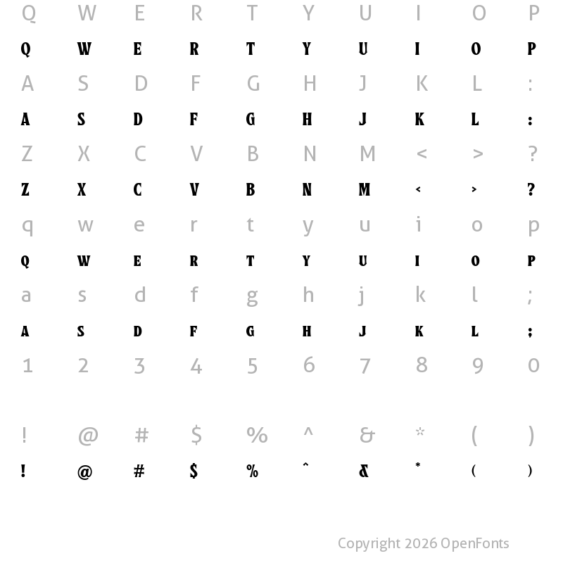 Character Map of Tullamore DEMO Regular