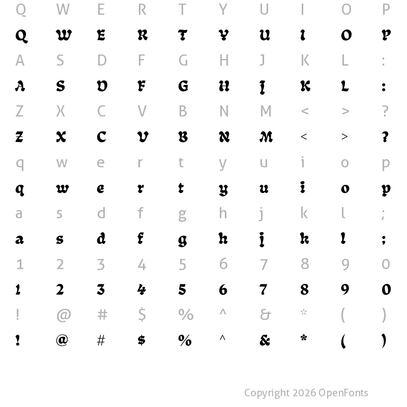 Character Map of Tumba Black