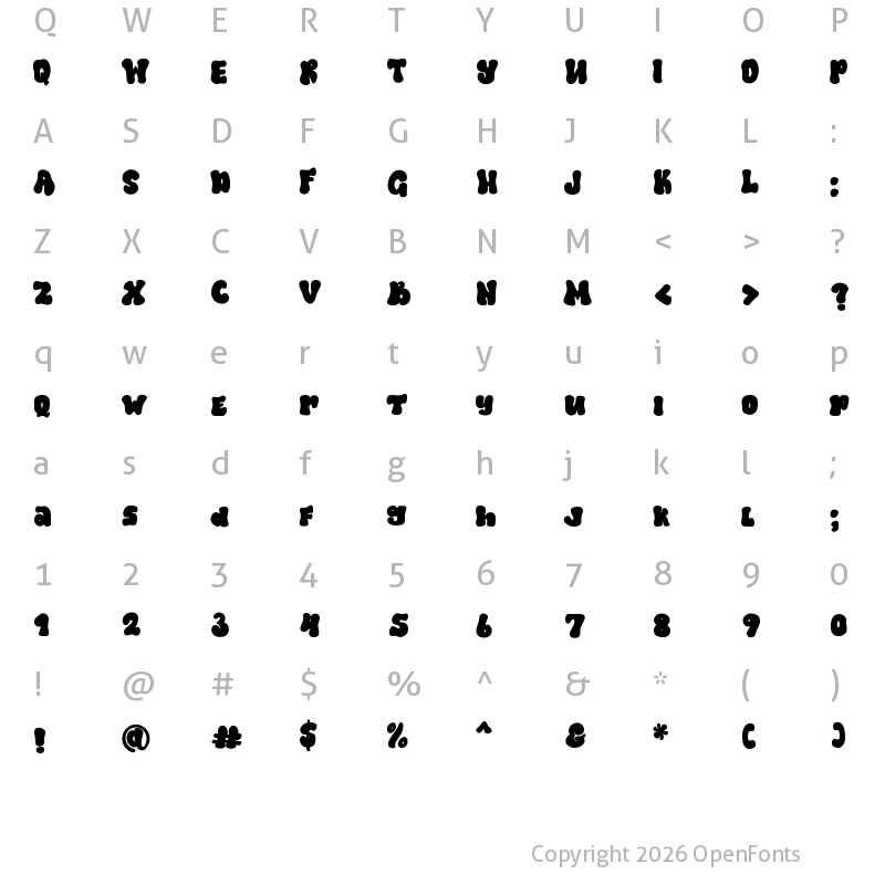 Character Map of Tums Basic Regular