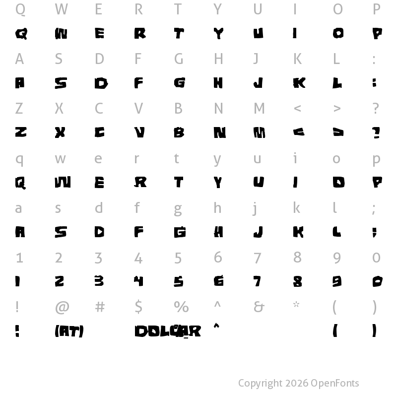 Character Map of Tunnepinta Regular