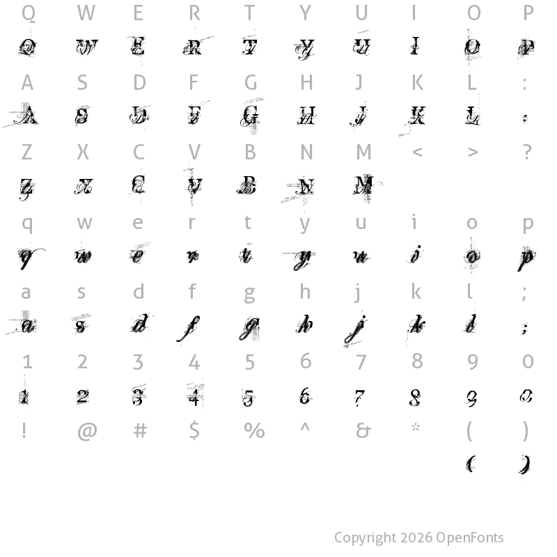 Character Map of TURBO ripped Regular