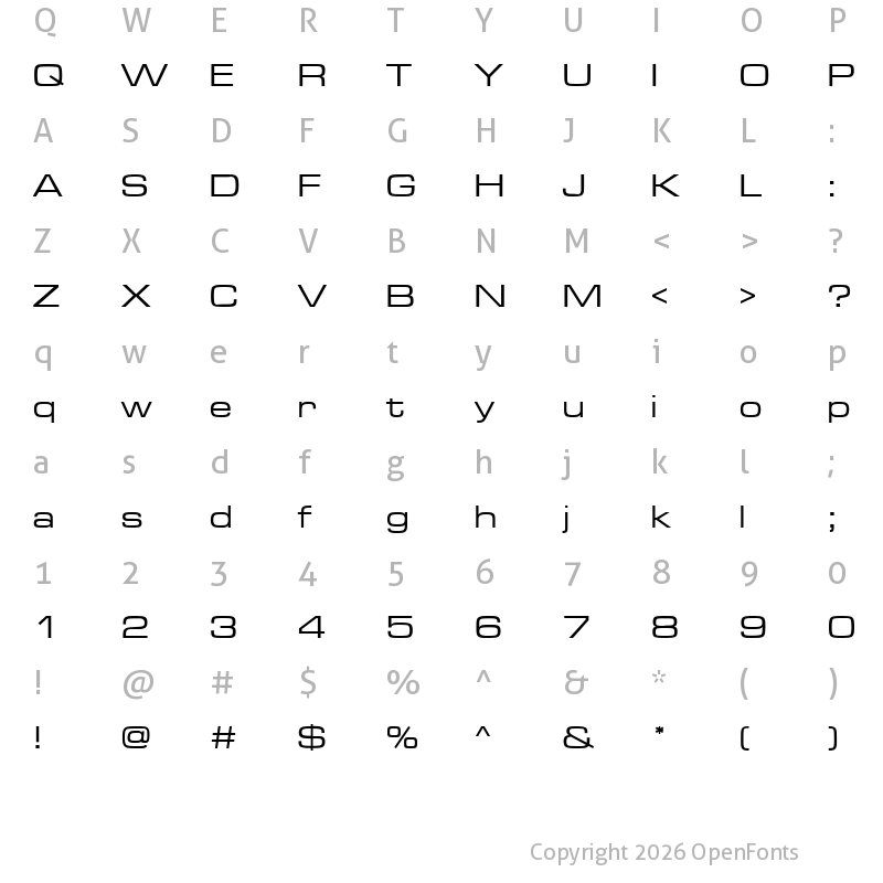 Character Map of Turkish Microgramma Regular