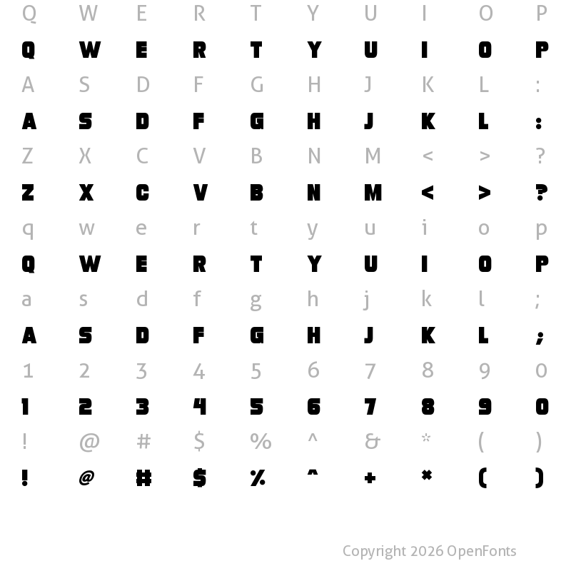 Character Map of Turnaround Regular