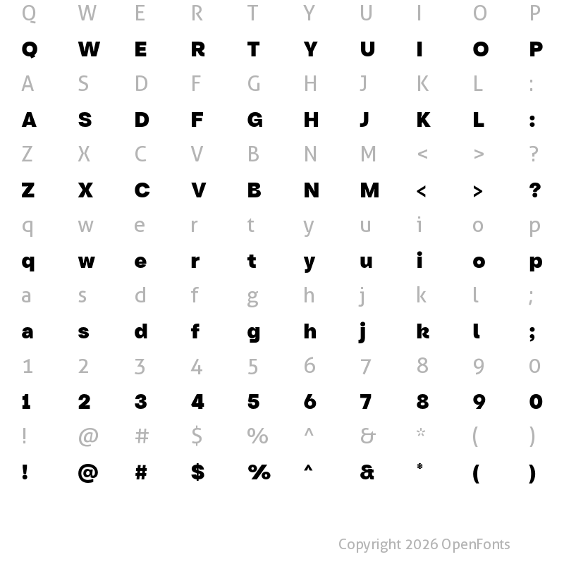 Character Map of Turnkey Lite Heavy