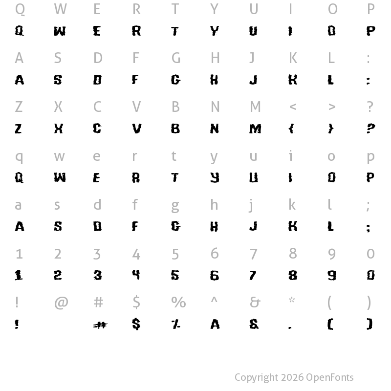 Character Map of Tussle Expanded Expanded