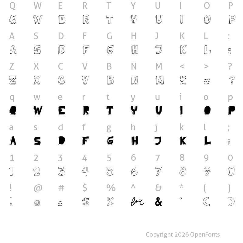 Character Map of Tweedy_Erc_01 Regular