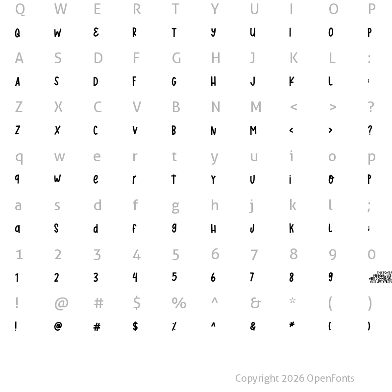 Character Map of TwentiesFashion_PERSONALUSE Regular