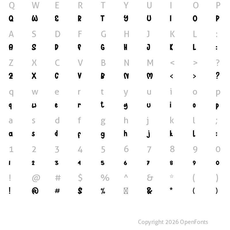Character Map of Twenty Minutes Regular