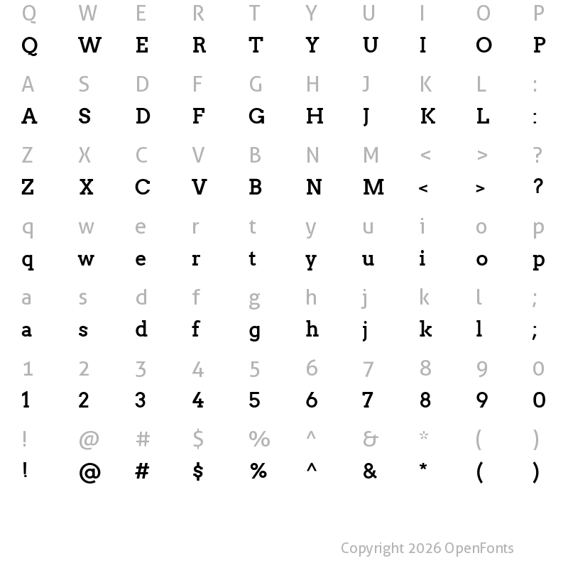 Character Map of Twentytwelve Slab TwentytwelveSlab