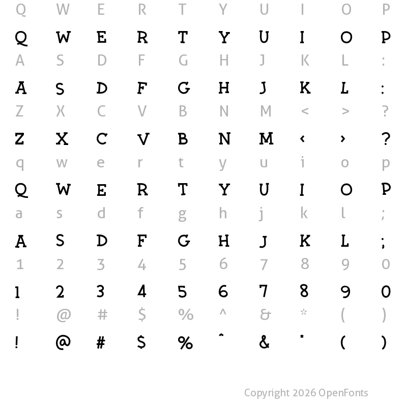 Character Map of Twiddlestix Regular