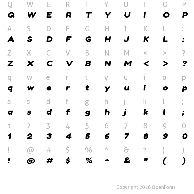 Character Map of Twig Italic