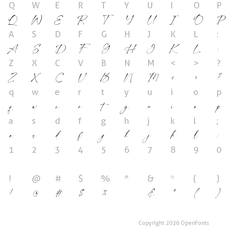 Character Map of Twilight Darling Regular