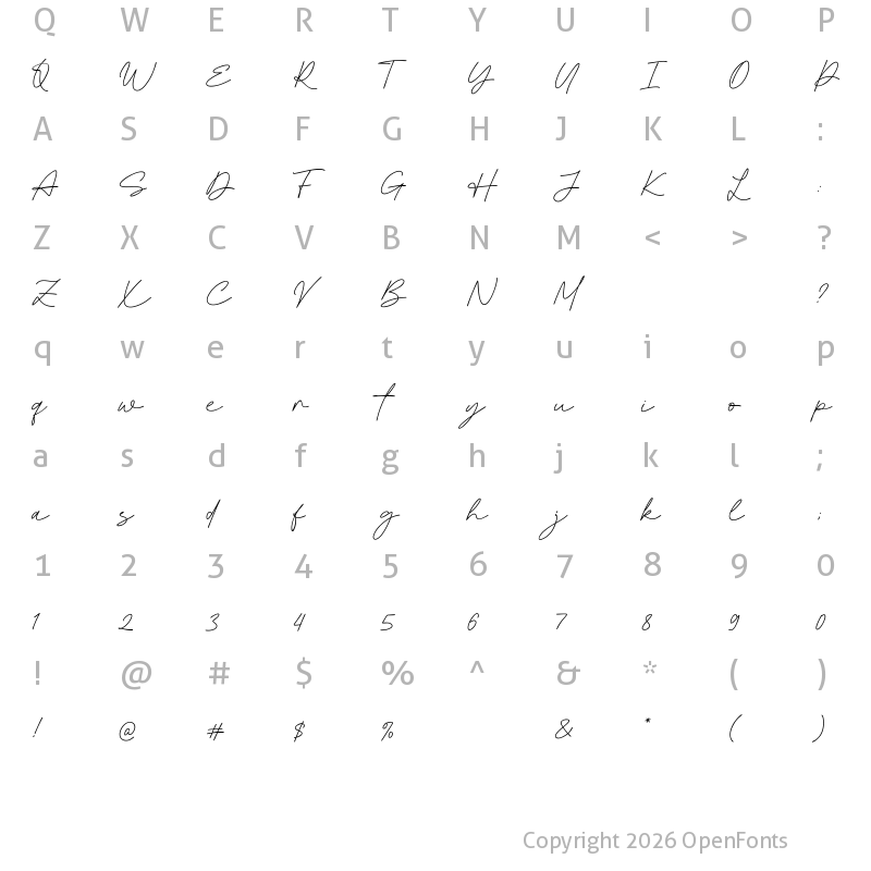 Character Map of Twilight Wind Regular