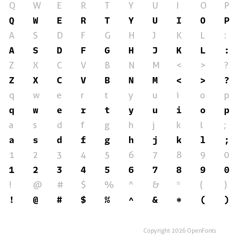 Character Map of Twilio Sans Mono Bold