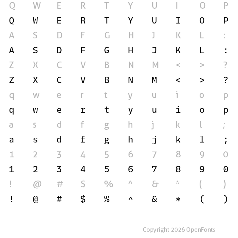 Character Map of Twilio Sans Mono Retina