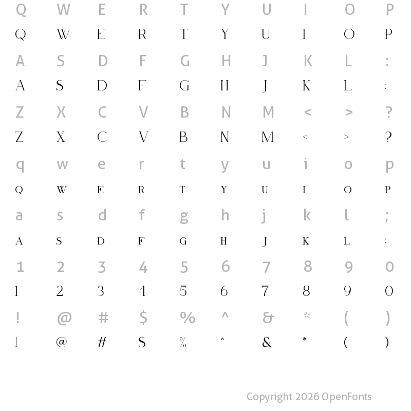 Character Map of Twintale Regular