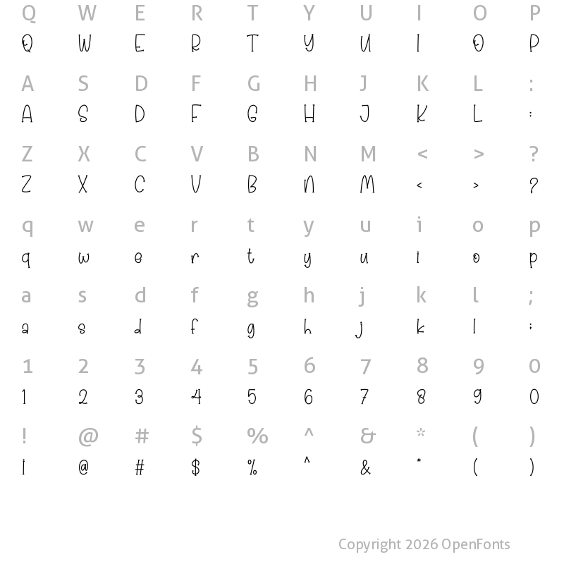 Character Map of Twister Candy Regular