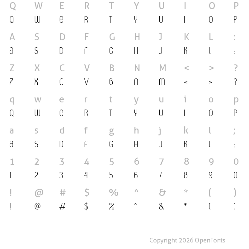 Character Map of Tylko Light