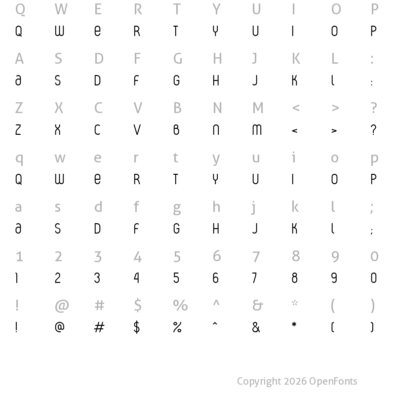 Character Map of Tylko Regular