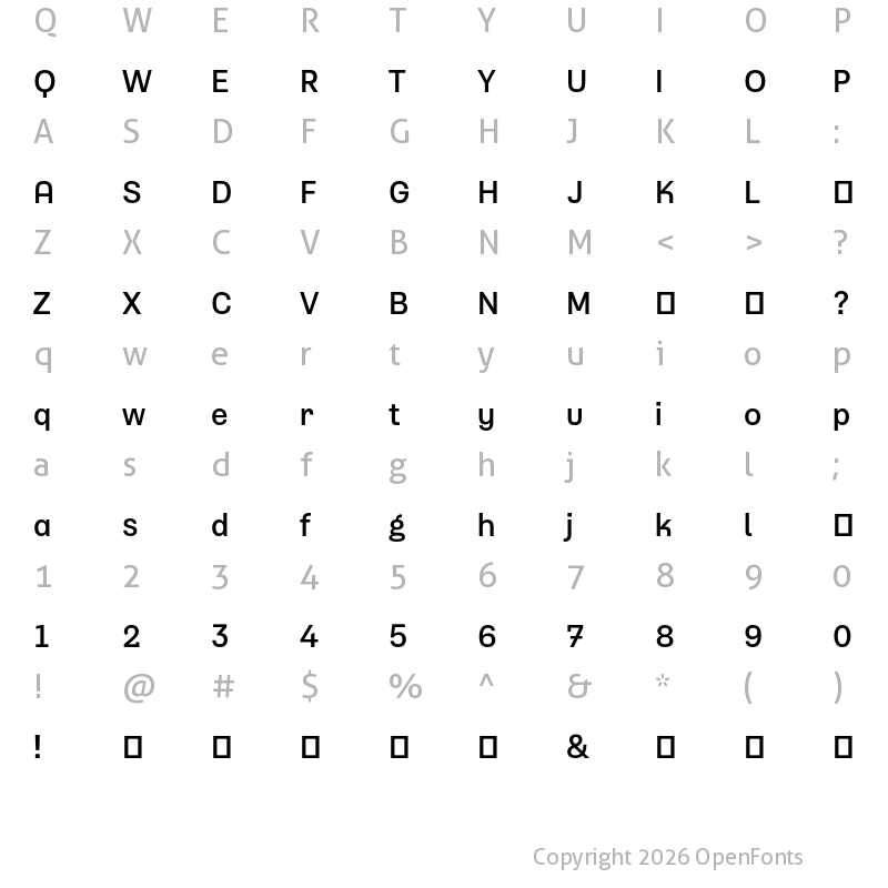 Character Map of Typewalk 1915 Medium-Demo